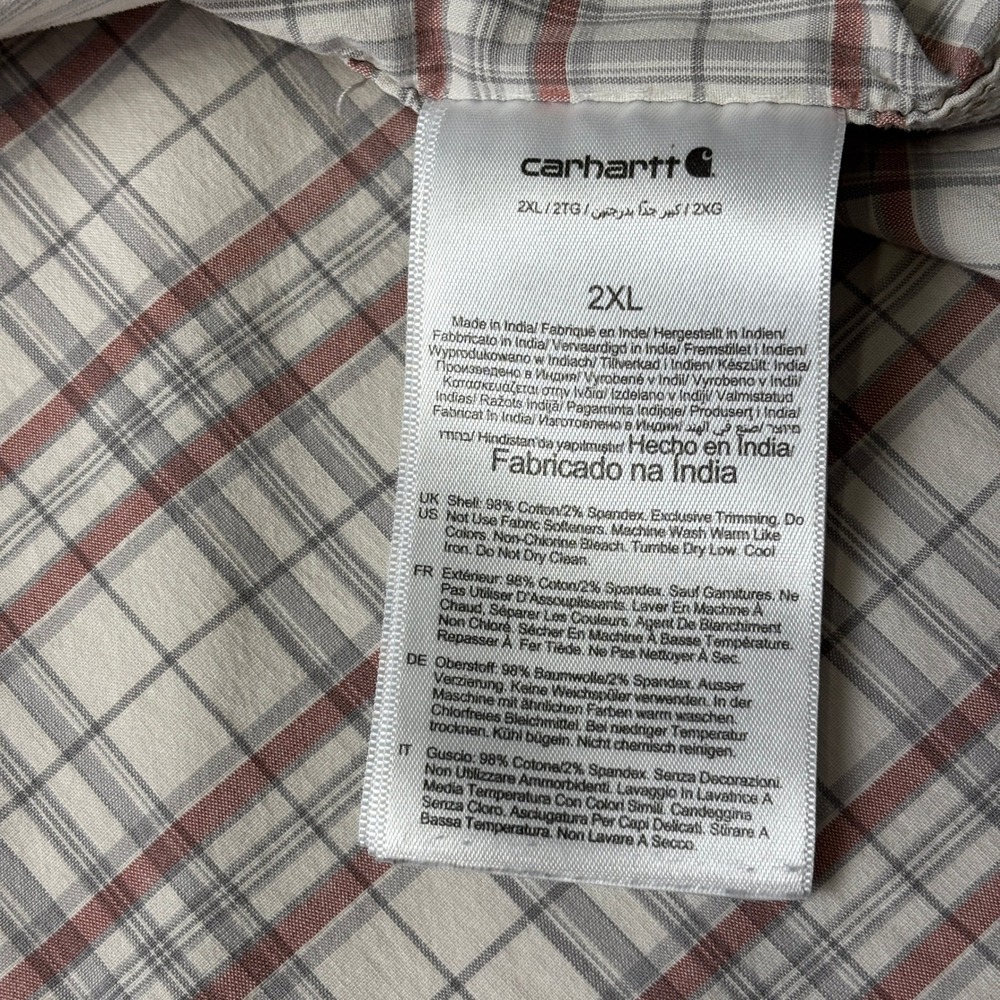 Carhartt Plaid‎ Short Sleeve Button Up Shirt Men's 2XL Relaxed Fit Workwear - Picture 6 of 11
